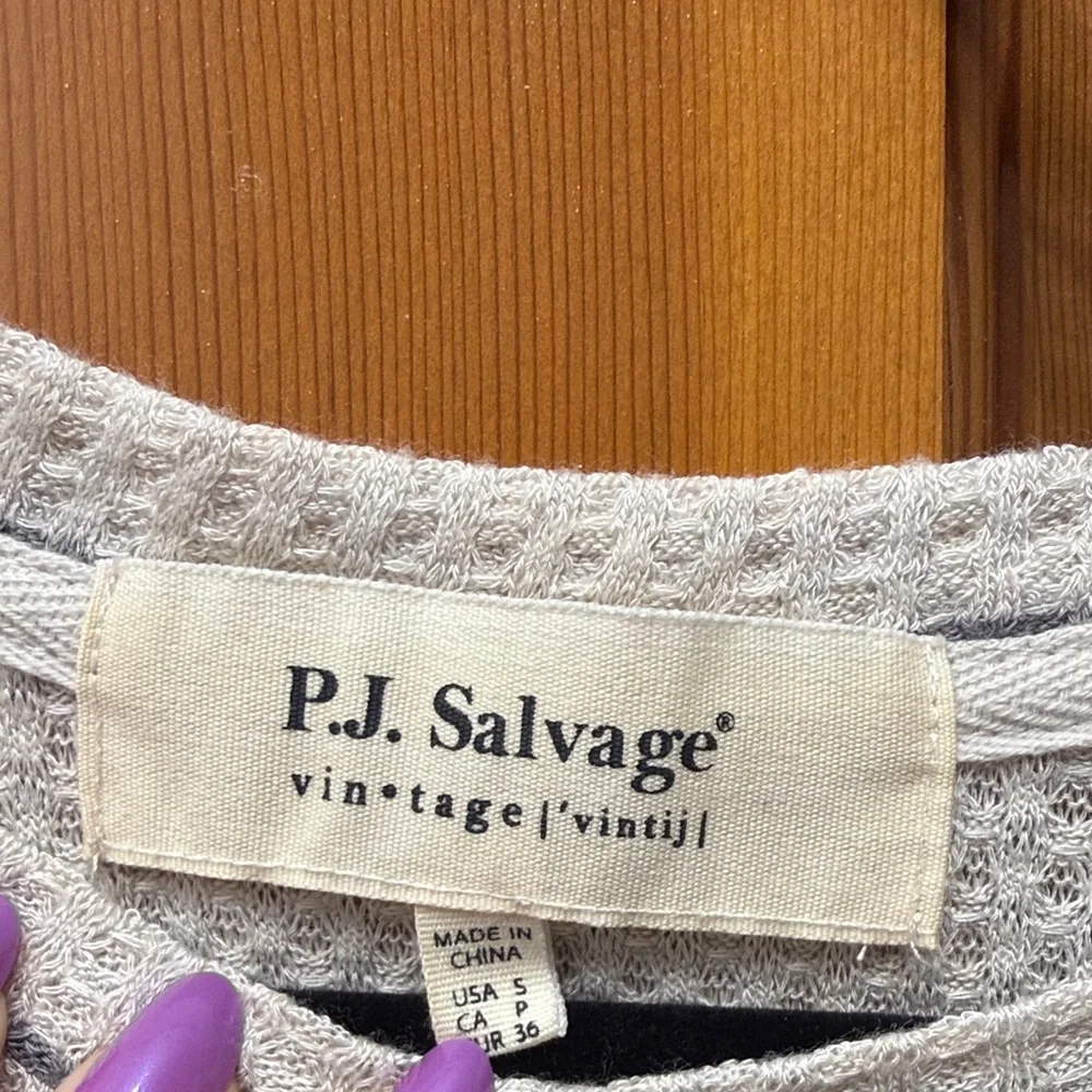 P.J. Salvage Gray and White Striped Tank Top - Picture 2 of 5